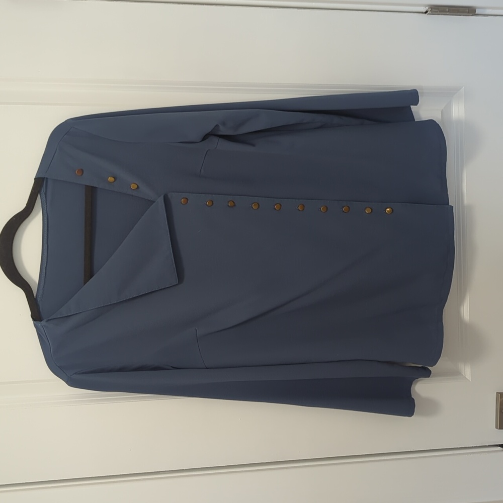 Blue asymmetrical button up